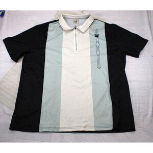 NWT Hardaddy Mens XL Short Sleeve Polo Shirt W/ Zipper Collar & Crown Design Bre
